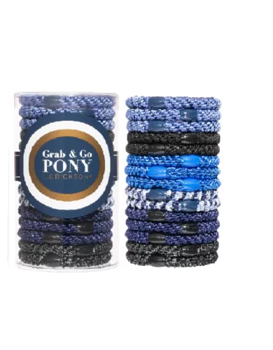 L.Erickson Grab & Go Ponytail Holders Tube Set of 15 Thick Hair Ties - Icicle