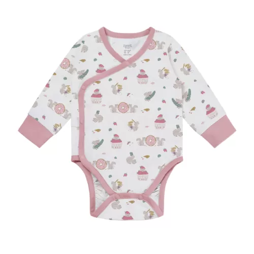 Nest Designs Long Sleeve Kimono Onesie - Very Squirrelly - 3M-6M