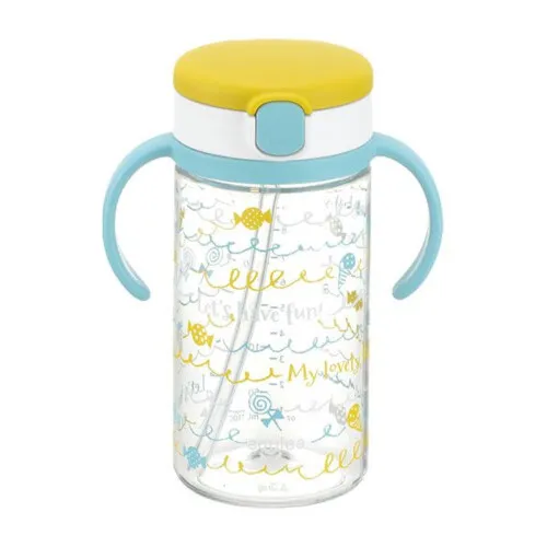 Richell Aqulea Clear Straw Bottle Mug 320ml - Yellow