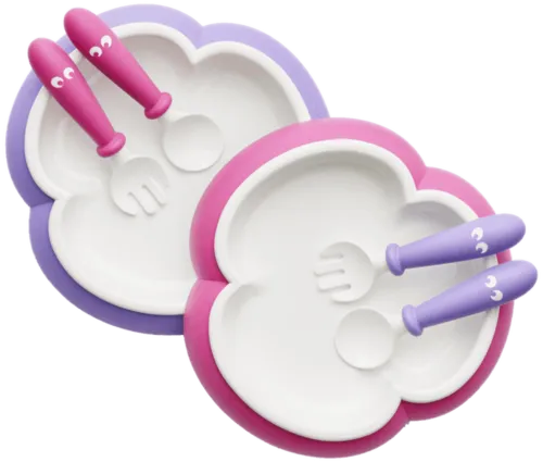 BabyBjorn Baby Plate Spoon & Fork-Pink/Purple 2pack