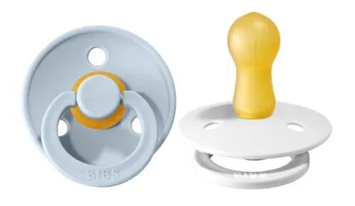 BIBS Colour Collection 2 Pack Toddler Pacifier Size 2 (6-18m) - White & Blue