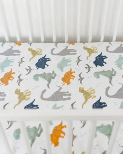 Little Unicorn Cotton Muslin Crib Sheet Dino Friends