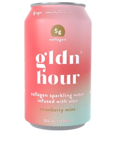 GLDN HOUR Strawberry Mint Collagen Sparkling Water 355ml (Pack of 6) @