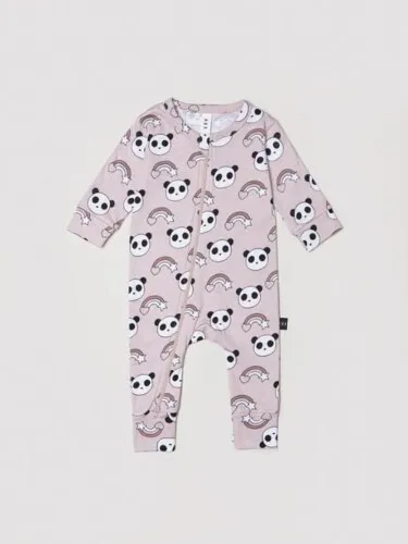 Huxbaby Rainbow Panda Zip Romper - Sugar