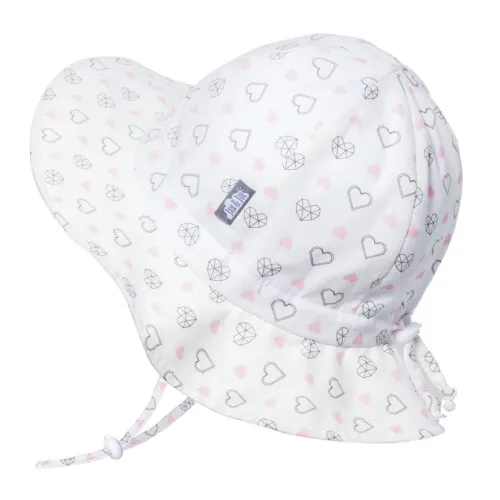 Jan & Jul Kids Sun Hat Cotton Floppy Hat - Diamond Hearts - S