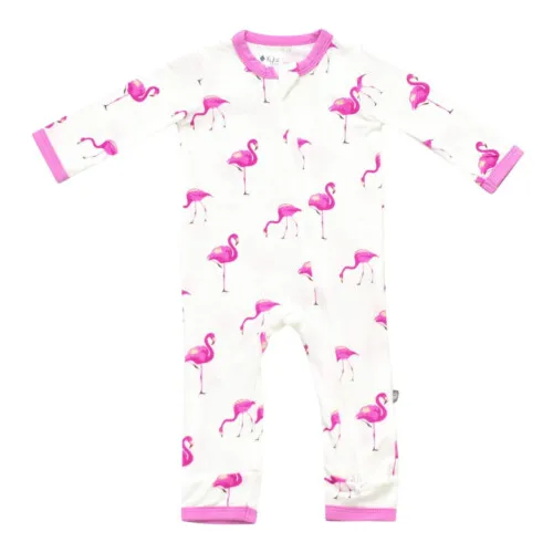 Kyte Baby Printed Zippered Romper in Flamingo 3-6 months