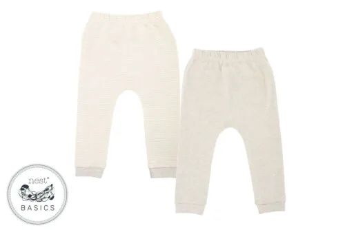 Nest Designs Basics Organic Cotton Ribbed Harem Leggings (2 Pack) - Light Grey 12-18M