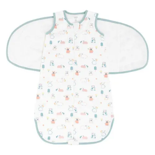 Nest Designs Organic Cotton Swaddle Sleep Bag 1.0 TOG - Summer Graze 0-3M