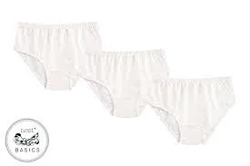 Nest Designs Basics Organic Cotton Ribbed Girls Briefs Underwear 3 Pack White 4T-5T