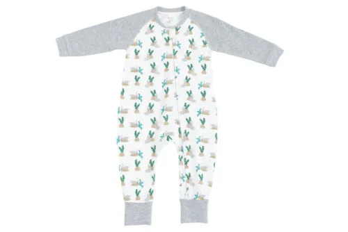 Nest Designs Organic Cotton One-Piece Zip Footless Sleeper - Lazy Rabbits 6M-12M
