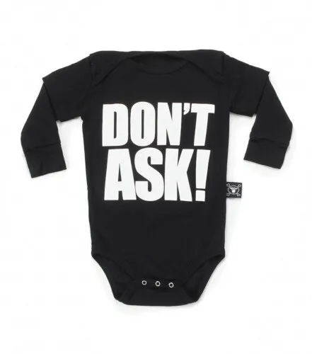 Nununu Don't Ask Patch Onesie - Black 12-18M