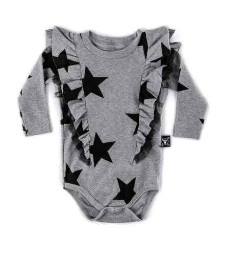 Nununu Ruffled Star Onesie - Heather Grey 0-6M