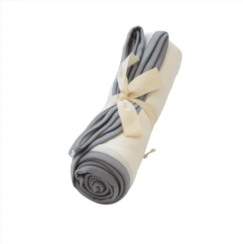 Kyte Baby swaddling blanket in cloud with graphite trim