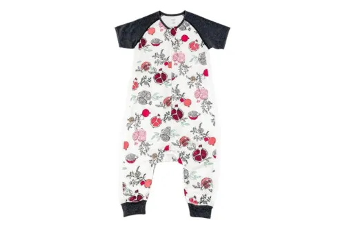 Nest Designs Raglan Bamboo Pima Short Sleeve Sleep Suit 0.6 TOG - Pompom 6-18M