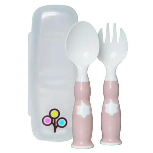 Zoli Ergonomic Fork & Spoon - Blush 6m+