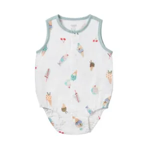 Nest Designs Sleeveless Button Down Onesie (Bamboo) - Ice Cream Summer 3M-6M