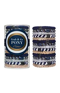 L.Erickson Grab & Go Ponytail Holders Tube Set of 15 Thick Hair Ties - Sailor
