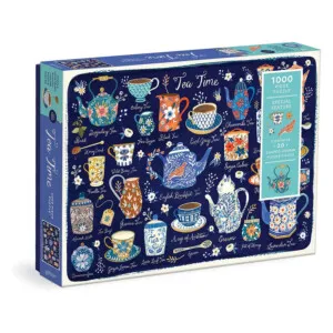 Galison Tea Time 1000 Piece Puzzle with Shaped Pieces