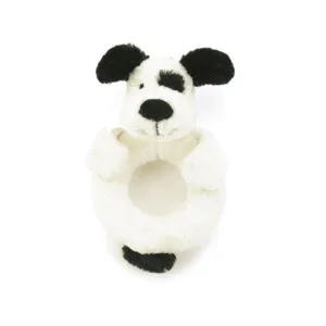 Jellycat Bashful Black & Cream Puppy Ring Rattle