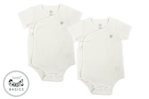 Nest Designs Basics Organic Cotton Kimono Ribbed Short Sleeve Onesie (2 Pack) - White 3-6M