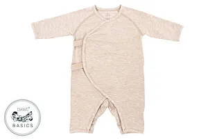 Nest Designs Basics Bamboo Cotton Kimono Long Sleeve Romper - Warm Taupe 0-3M