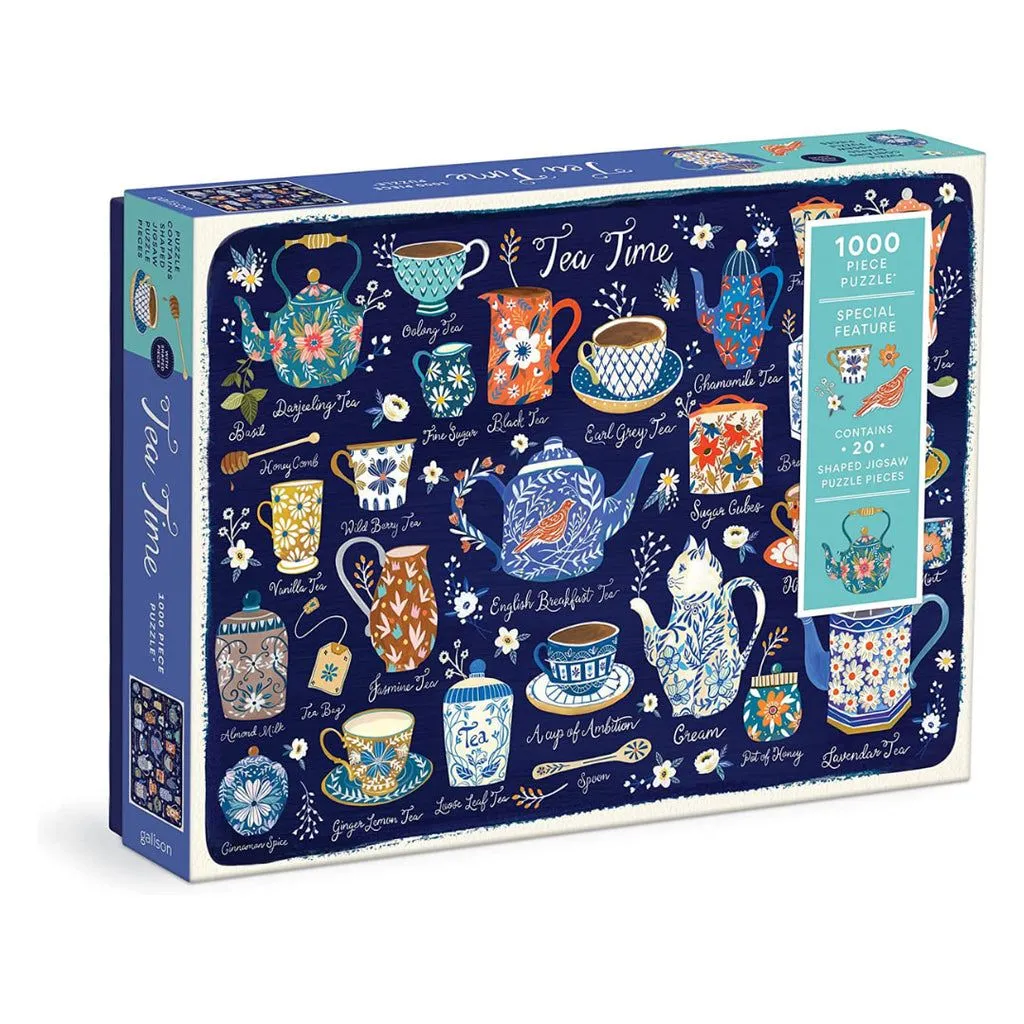 Galison Tea Time 1000 Piece Puzzle with Shaped Pieces