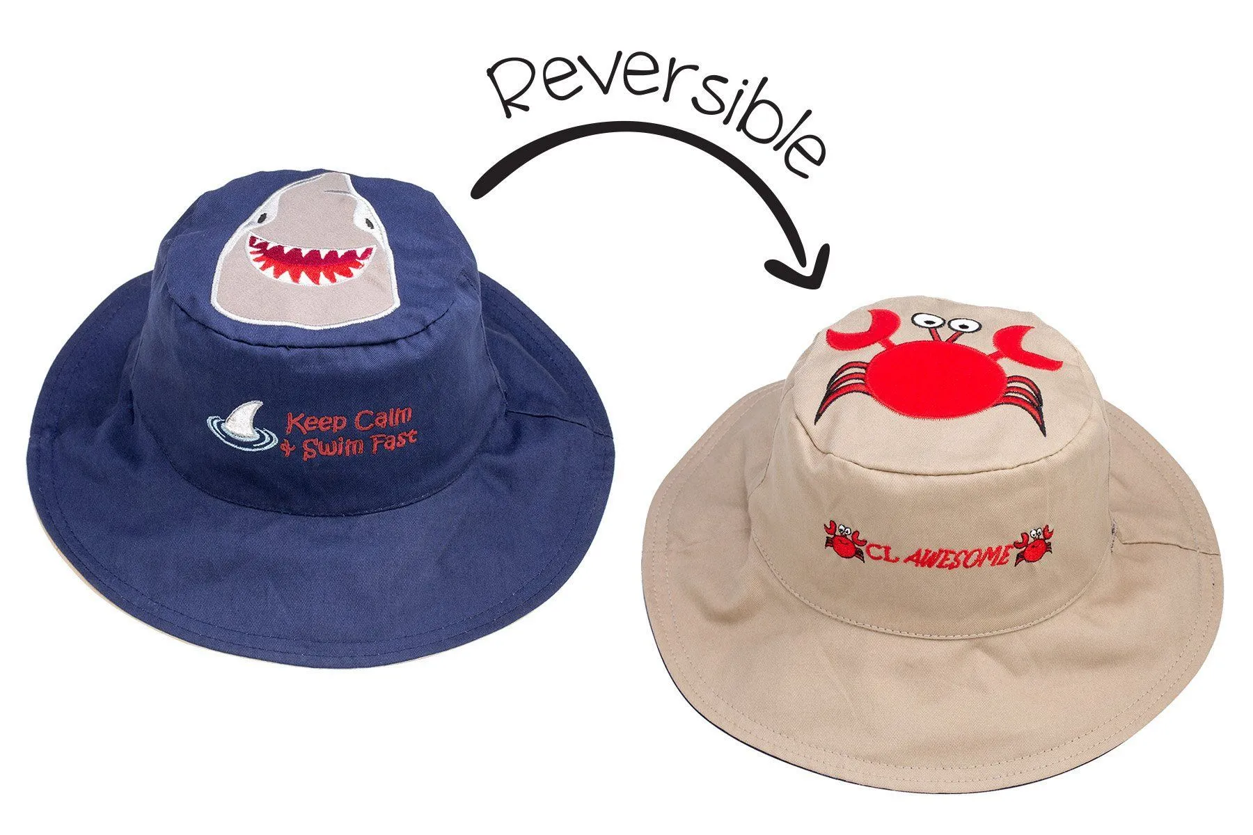 FlapJackKids Kid's Sun Hat Crab/Shark Small (6 Monts - 2 Years)