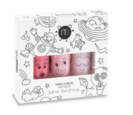 Nailmatic Cosmos Set of 3 Kids Water-Based Nail Polishes Pink 3x8 ml
